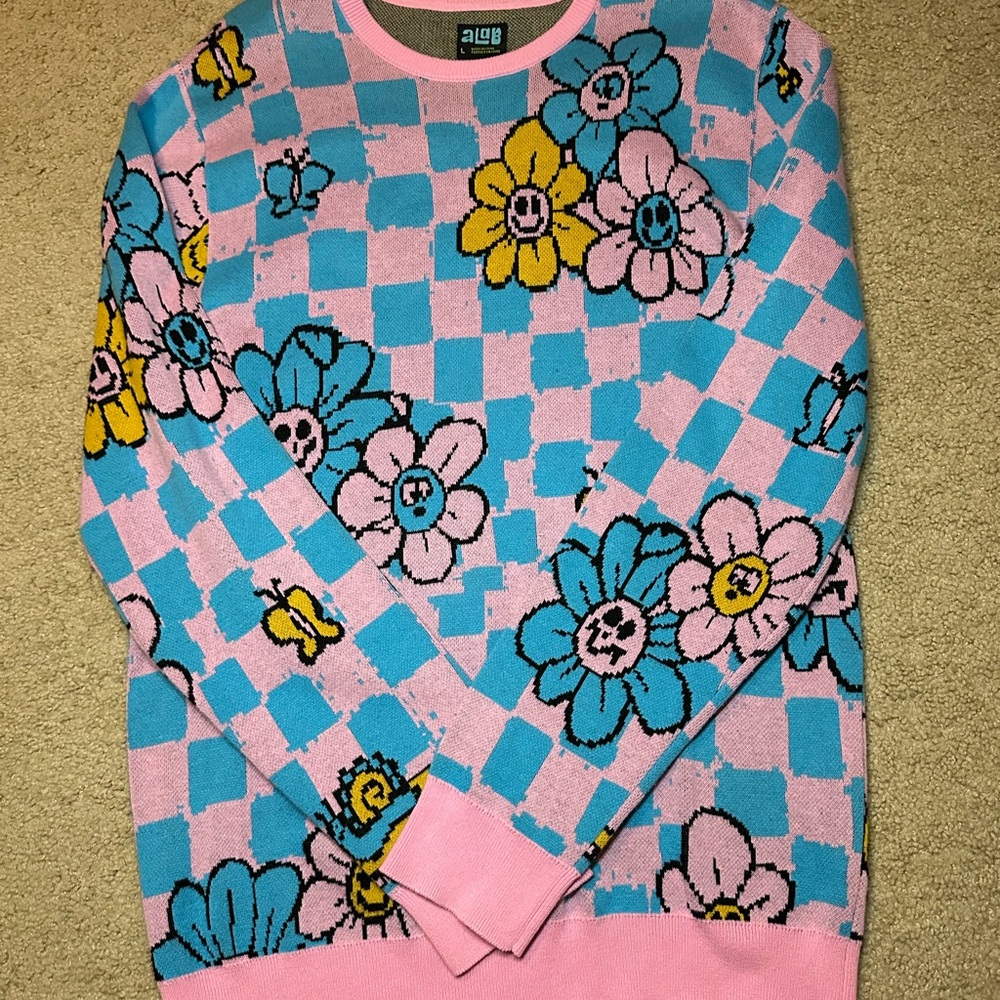 ALAB pink and blue flower sweater
